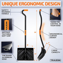 Load image into Gallery viewer, Snow Shovel Heavy Duty for Driveway with Ergonomic Handle to Use Without Backpain for Home Garage Car - Snow Shovel with 18 Inch Blade Large Capacity and 150 Inch Long Ergonomic Handle (Black)