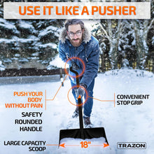 Load image into Gallery viewer, Snow Shovel Heavy Duty for Driveway with Ergonomic Handle to Use Without Backpain for Home Garage Car - Snow Shovel with 18 Inch Blade Large Capacity and 150 Inch Long Ergonomic Handle (Black)