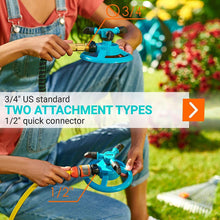 Load image into Gallery viewer, Garden Sprinklers for Yard 360 Degree Rotating, Lawn Sprinklers for Hoses, Large and Small Areas Up to 3000 Sq. Ft, Water Sprinkler for Lawn, Plants, Garden Hose Sprinklers Heavy Duty (Blue)