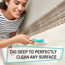 Load image into Gallery viewer, Scrub Brush Set of 3pcs - Cleaning Shower Scrubber with Ergonomic Handle and Durable Bristles - Grout Cleaner Brush - Brushes for Cleaning Bathroom/Shower/Tile/Kitchen/Floor/Bathtub/Carpet (Turquoise)