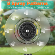 Load image into Gallery viewer, Garden Hose Nozzle - High Pressure Water Hose Nozzle - Metal Body, Outdoor Water Hose Nozzle Sprayer with 8 Adjustable Patterns, Hose Spray Nozzle Heavy Duty for Garden, Lawn, Car Wash