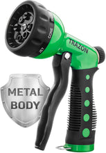 Load image into Gallery viewer, Garden Hose Nozzle - High Pressure Water Hose Nozzle - Metal Body, Outdoor Water Hose Nozzle Sprayer with 8 Adjustable Patterns, Hose Spray Nozzle Heavy Duty for Garden, Lawn, Car Wash