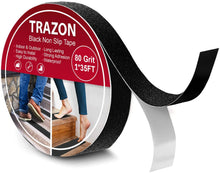 Load image into Gallery viewer, Grip Tape - Heavy Duty Anti Slip Tape for Stairs Outdoor/Indoor Waterproof 1Inch x 35Ft Safety Non Skid Roll for Stair Steps Traction Tread Staircases Grips Adhesive Non Slip Strips Nonslip Walk Black