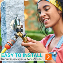 Load image into Gallery viewer, Brass Garden Hose Splitter 2 Way, Garden Y Hose Connector Metal Body, Water Hose Splitter with Comfortable Grip, Hose Splitter 2 Way Heavy Duty for Outdoor and Indoor Use, Plus 3 Extra Washers