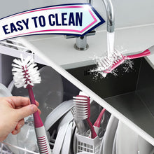 Load image into Gallery viewer, Dish Brush Set of 3 with Bottle Water Brush, Dish Scrub Brush and Scrubber Brush - Kitchen Scrub Brushes Ergonomic Non Slip Long Handle for Cleaning Cleaner Wash Sink Dishes Bottle Cup Glass Pot (Red)