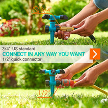 Load image into Gallery viewer, Garden Sprinklers for Yard 360 Degree Rotating, Lawn Sprinklers for Hoses, Large and Small Areas Up to 3000 Sq.Ft, Water Sprinkler for Lawn, Plants, Garden Hose Sprinklers Heavy Duty with Ground Spike