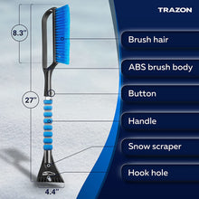 Load image into Gallery viewer, 27" Snow Brush and Snow Scraper for Car, Ice Scrapers for Car Windshield with Foam Grip for Cars, SUV, Trucks - Detachable Сar Scraper - No Scratch - Heavy Duty Handle, Snow Broom, Remover, Blue