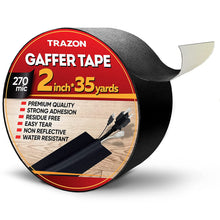 Load image into Gallery viewer, Gaffers Tape, Heavy Duty Gaffer Tape, Matte Non-Reflective Gаff Tape, Multipurpose, Easy to Tear, Residue Free, Gaffe Gaffing Goon Pro Cloth Tape for Cable, Stage, Photography 2 Inch x 35 Yards, Black