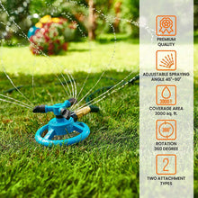 Load image into Gallery viewer, Garden Sprinklers for Yard 360 Degree Rotating, Lawn Sprinklers for Hoses, Large and Small Areas Up to 3000 Sq. Ft, Water Sprinkler for Lawn, Plants, Garden Hose Sprinklers Heavy Duty (Blue)