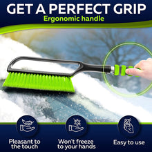Load image into Gallery viewer, 27" Snow Brush and Snow Scraper for Car, Ice Scrapers for Car Windshield with Foam Grip for Cars, SUV, Trucks - Detachable Сar Scraper - No Scratch - Heavy Duty Handle, Snow Broom, Remover, Green
