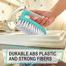 Load image into Gallery viewer, Scrub Brush Set of 3pcs - Cleaning Shower Scrubber with Ergonomic Handle and Durable Bristles - Grout Cleaner Brush - Brushes for Cleaning Bathroom/Shower/Tile/Kitchen/Floor/Bathtub/Carpet (Turquoise)