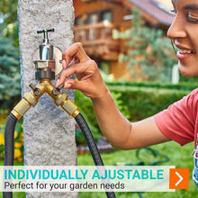Load image into Gallery viewer, Brass Garden Hose Splitter 2 Way, Garden Y Hose Connector Metal Body, Water Hose Splitter with Comfortable Grip, Hose Splitter 2 Way Heavy Duty for Outdoor and Indoor Use, Plus 3 Extra Washers