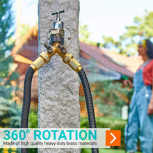 Load image into Gallery viewer, Brass Garden Hose Splitter 2 Way, Garden Y Hose Connector Metal Body, Water Hose Splitter with Comfortable Grip, Hose Splitter 2 Way Heavy Duty for Outdoor and Indoor Use, Plus 3 Extra Washers