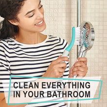 Load image into Gallery viewer, Scrub Brush Set of 3pcs - Cleaning Shower Scrubber with Ergonomic Handle and Durable Bristles - Grout Cleaner Brush - Brushes for Cleaning Bathroom/Shower/Tile/Kitchen/Floor/Bathtub/Carpet (Turquoise)