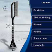 Load image into Gallery viewer, 27" Snow Brush and Snow Scraper for Car, Ice Scrapers for Car Windshield with Foam Grip for Cars, SUV, Trucks - Detachable Сar Scraper - No Scratch - Heavy Duty Handle, Snow Broom, Remover, Gray