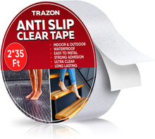 Load image into Gallery viewer, Grip Tape - Heavy Duty Anti Slip Tape Clear Waterproof Outdoor/Indoor 2In*35Ft, Non Slip Roll/Stickers Easy to Cut Waterproof Outdoor/Indoor for Bathtub, Shover Floor, Pool, Stairs Safety Non Skid