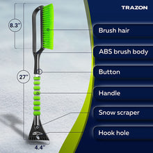 Load image into Gallery viewer, 27" Snow Brush and Snow Scraper for Car, Ice Scrapers for Car Windshield with Foam Grip for Cars, SUV, Trucks - Detachable Сar Scraper - No Scratch - Heavy Duty Handle, Snow Broom, Remover, Green