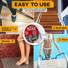 Load image into Gallery viewer, Grip Tape - Heavy Duty Anti Slip Tape Clear Waterproof Outdoor/Indoor 2In*35Ft, Non Slip Roll/Stickers Easy to Cut Waterproof Outdoor/Indoor for Bathtub, Shover Floor, Pool, Stairs Safety Non Skid
