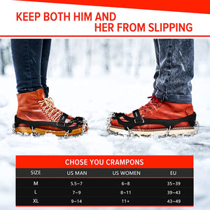 Crampons Ice Cleats for Hiking Boots and Shoes, Anti Slip Walk Traction Spikes, Snow Ice Grippers and Grips, Safe Protect for Hiking Climbing Fishing Mountaineering Walking for Men Women