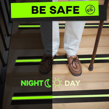 Load image into Gallery viewer, Grip Tape Glow in Dark Stripe - Heavy Duty Anti Slip Tape for Stairs Outdoor/Indoor Waterproof 2 Inch x 35 Feet Non Skid Roll Stair Steps Traction Tread Staircases Grips Adhesive Nonslip Slip Strips