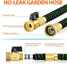 Load image into Gallery viewer, Garden Hose 50 ft &amp; Nozzle, Expandable Garden Hose Heavy Duty, Retractable Water Hose 10 Function Nozzle, Flex Hose with Solid Brass Fittings &amp;Durable Latex Core, Easy Storage with Garden Hose Holder