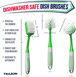 Dish Brush Set of 3 with Bottle Water Brush, Scrub Brush and