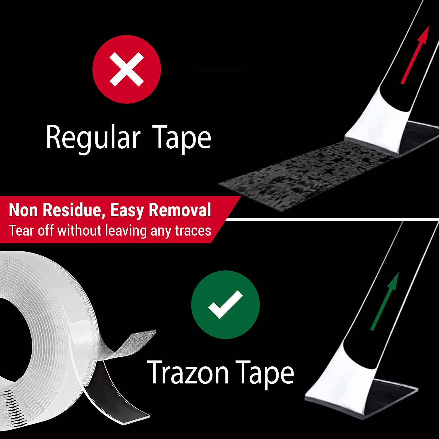 Double Sided Tape Heavy Duty - 17Ft, 1 Inch - Removable Mounting Nano –  Trazon Store