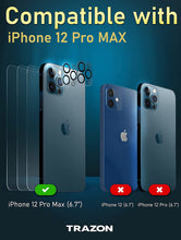 Load image into Gallery viewer, 3 Pack Screen Protector Compatible for iPhone 12 Pro Max with 2 Pack Camera Lens Protector Premium Tempered Glass 9H Hardness 2.5D with Easy Instalation Case 6.7 inch Protector de pantalla 12 Pro Max