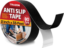 Load image into Gallery viewer, Grip Tape - Heavy Duty Anti Slip Tape for Stairs Outdoor/Indoor Waterproof 2Inch x 35Ft Safety Non Skid Roll for Stair Steps Traction Tread Staircases Grips Adhesive Non Slip Strips Nonslip Walk Black