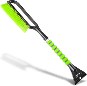 27" Snow Brush and Snow Scraper for Car, Ice Scrapers for Car Windshield with Foam Grip for Cars, SUV, Trucks - Detachable Сar Scraper - No Scratch - Heavy Duty Handle, Snow Broom, Remover, Green