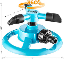 Load image into Gallery viewer, Garden Sprinklers for Yard 360 Degree Rotating, Lawn Sprinklers for Hoses, Large and Small Areas Up to 3000 Sq. Ft, Water Sprinkler for Lawn, Plants, Garden Hose Sprinklers Heavy Duty (Blue)
