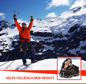 Crampons Ice Cleats for Hiking Boots and Shoes, Anti Slip Walk Traction Spikes, Snow Ice Grippers and Grips, Safe Protect for Hiking Climbing Fishing Mountaineering Walking for Men Women