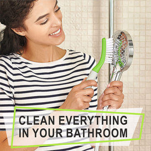 Scrub Brush Set of 3pcs - Cleaning Shower Scrubber with Ergonomic Handle and Durable Bristles - Grout Cleaner Brush - Scrub Brushes for Cleaning Bathroom/Shower/Tile/Kitchen/Floor/Bathtub/Carpet,Green