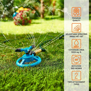Garden Sprinklers for Yard 360 Degree Rotating, Lawn Sprinklers for Hoses, Large and Small Areas Up to 3000 Sq. Ft, Water Sprinkler for Lawn, Plants, Garden Hose Sprinklers Heavy Duty (Blue)