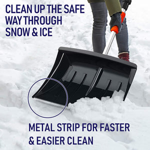 Snow Shovel for Driveway Car Home Garage - Portable Folding Snow Shovel with Retractable Ergonomical Handle and Large Capacity for Snow Removal - Heavy Duty Metal Collapsible Shovel Removal (Black)