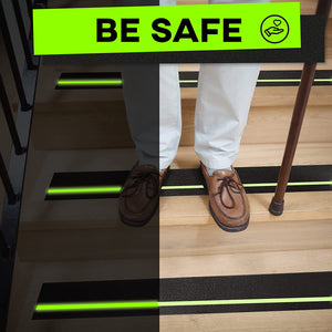 Grip Tape - Heavy Duty Anti Slip Tape for Stairs Outdoor/Indoor Waterproof Safety Non Skid Roll for Stair Steps Traction Tread Staircase Grips (4 Inch x 35 Feet, Black with Glow in The Dark Strips)