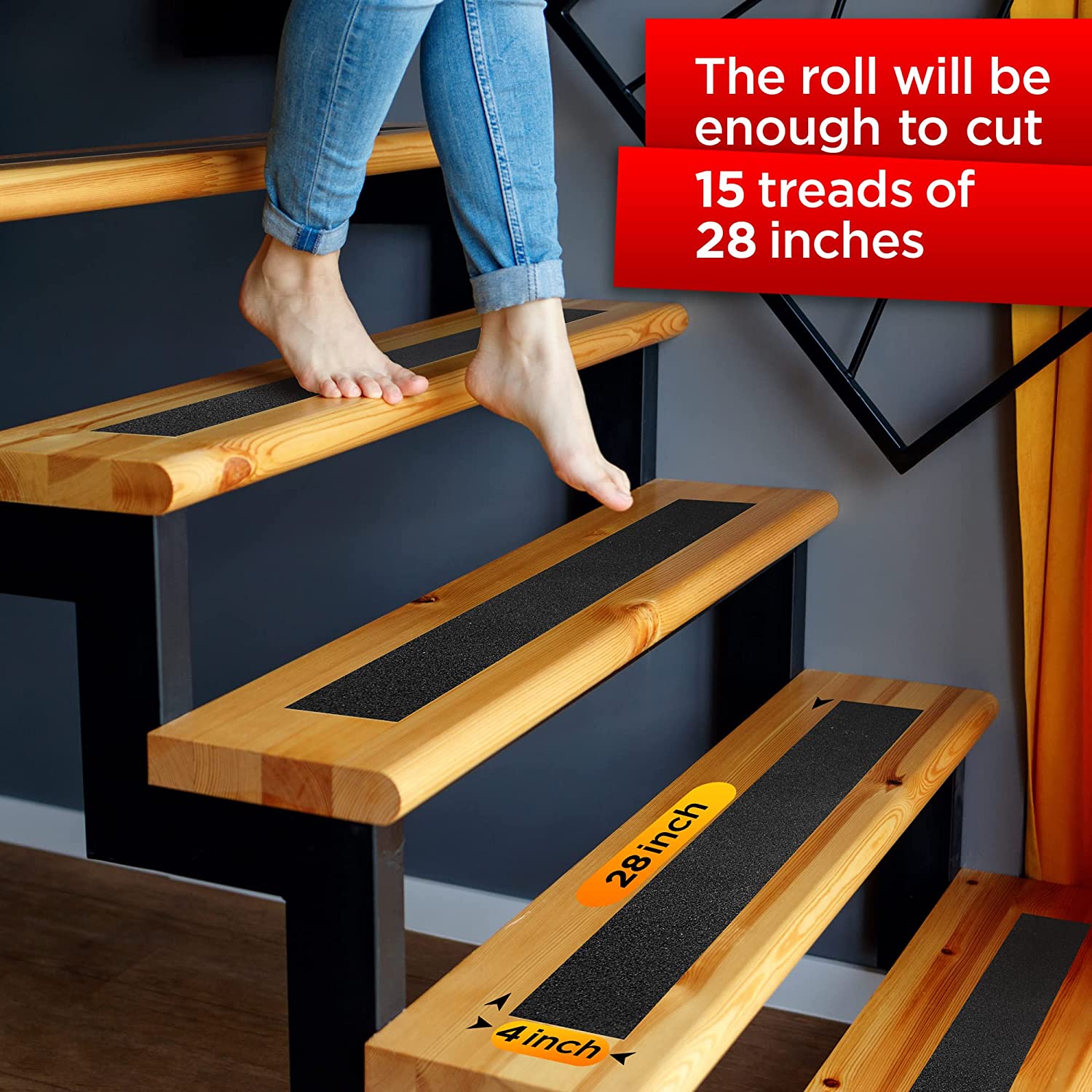 Tape King Anti-Slip Tape, 4 x30' Roll - Indoor/Outdoor Safety Traction for  Stairs, Steps, Ramps, Treads
