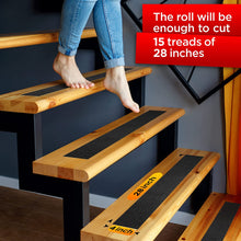 Load image into Gallery viewer, Grip Tape - Heavy Duty Anti Slip Tape for Stairs Outdoor/Indoor Waterproof 4Inch x 35Ft Safety Non Skid Roll for Stair Steps Ramp Traction Tread Staircases Grips Adhesive Non Slip Strips Walk Black
