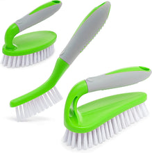 Load image into Gallery viewer, Scrub Brush Set of 3pcs - Cleaning Shower Scrubber with Ergonomic Handle and Durable Bristles - Grout Cleaner Brush - Scrub Brushes for Cleaning Bathroom/Shower/Tile/Kitchen/Floor/Bathtub/Carpet,Green