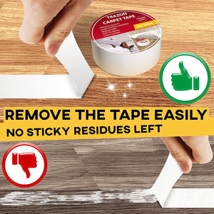 Trazon Carpet Tape Double Sided - Rug Tape Grippers for Hardwood Floors and Area Rugs - Carpet Binding Tape Strong Adhesive and Removable, Heavy Duty Stickers Tape, Residue Free (2 Inch / 20 Yards)