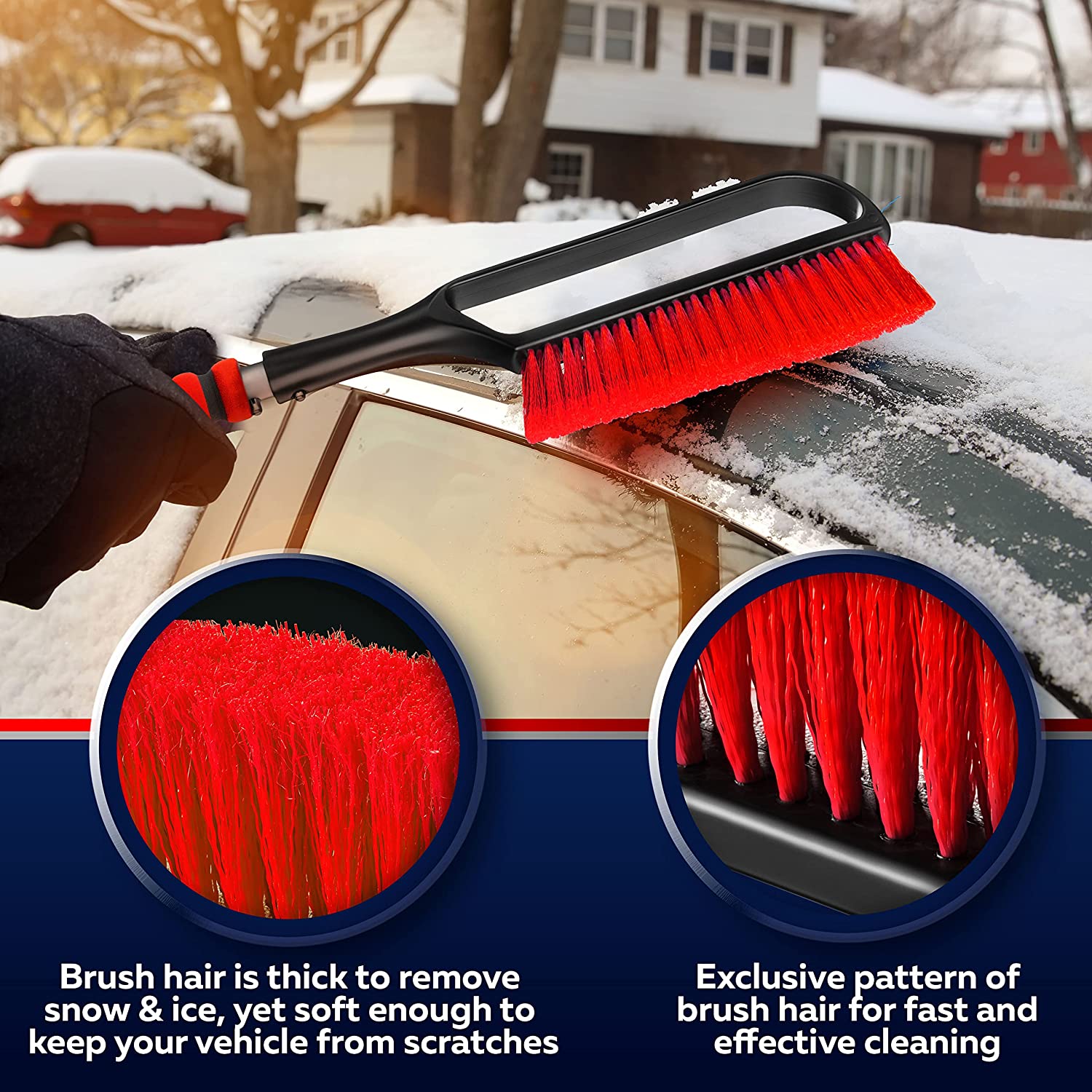 1 Set Car Ice Scraper, 2-In-1 Ice Scraper For Car Windscreen, Detachable  For Car Windscreen And Snow Brush With Ergonomic Foam Handle For Cars 