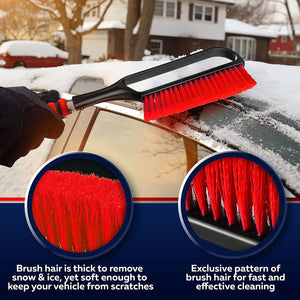 27" Snow Brush and Ice Scraper for Car Windshield with a Foam for Cars, SUV, Trucks - Detachable Scraper - No Scratch - Heavy Duty Handle, Snow Broom, Remover, Easy Scraper (Red)